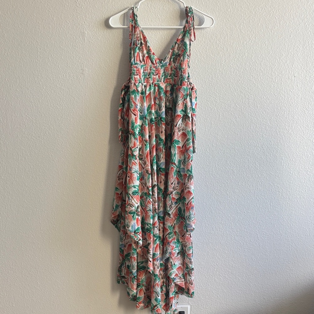 NWT Forever 21 Tropical Layered Maxi Dress with V-Neck